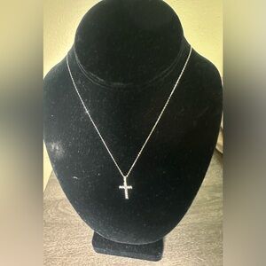 Necklace Sterling Silver 925 Italy Cross Pendant And Chain Marked